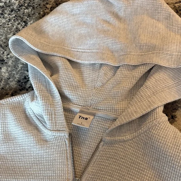 TNA Heathered Gray Hooded Zip-Up Jacket - Picture 2 of 3